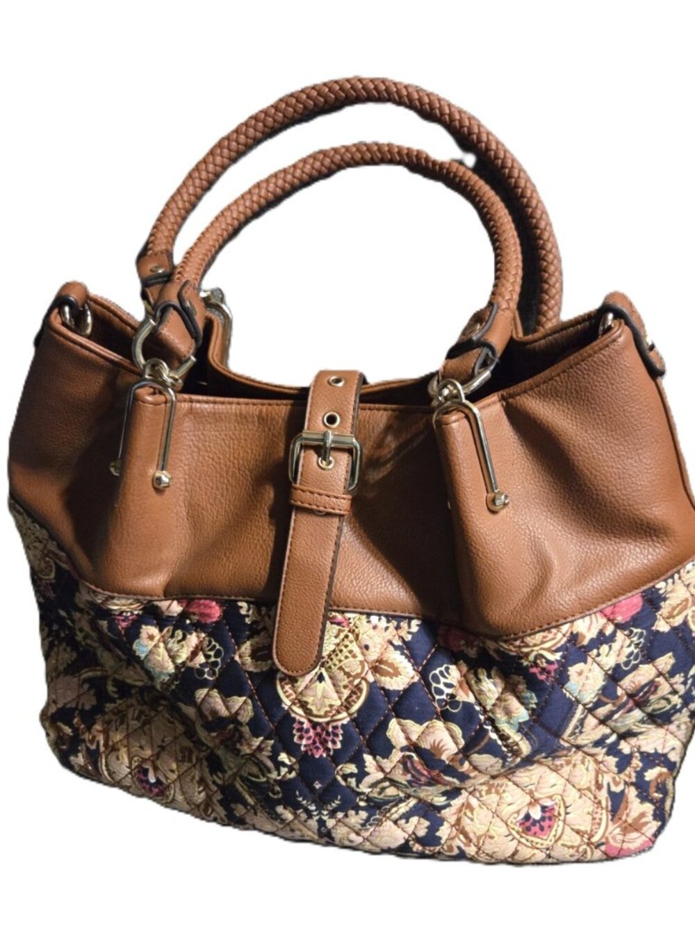 Black Rivet Quilted Floral Tapestry Tote Shoulder Bag & Wristlet Boho